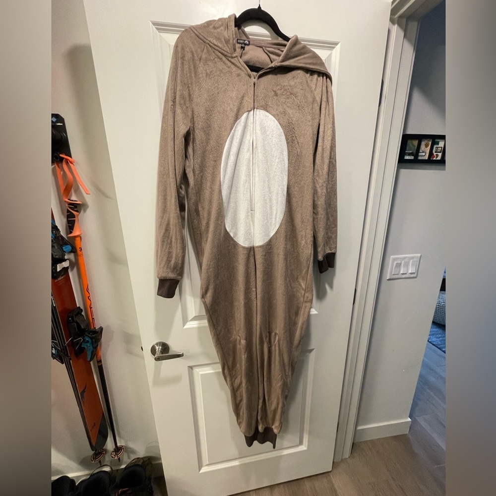Cozy Brown Hooded Pajama Onesie